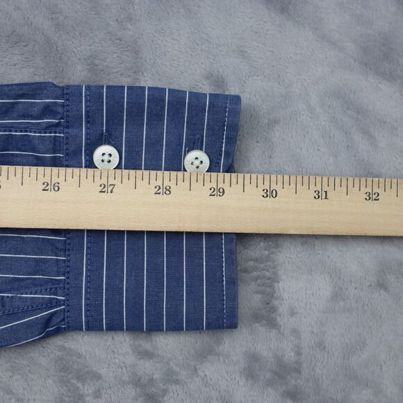 Hollister Button Up Shirt Mens Medium M Blue White Stripes Dress Preppy Work - Picture 6 of 16
